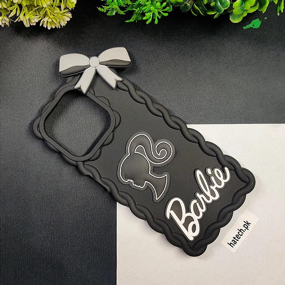Oppo A3X|A3 Soft Silicone Barbie Curly Back Case (Black)