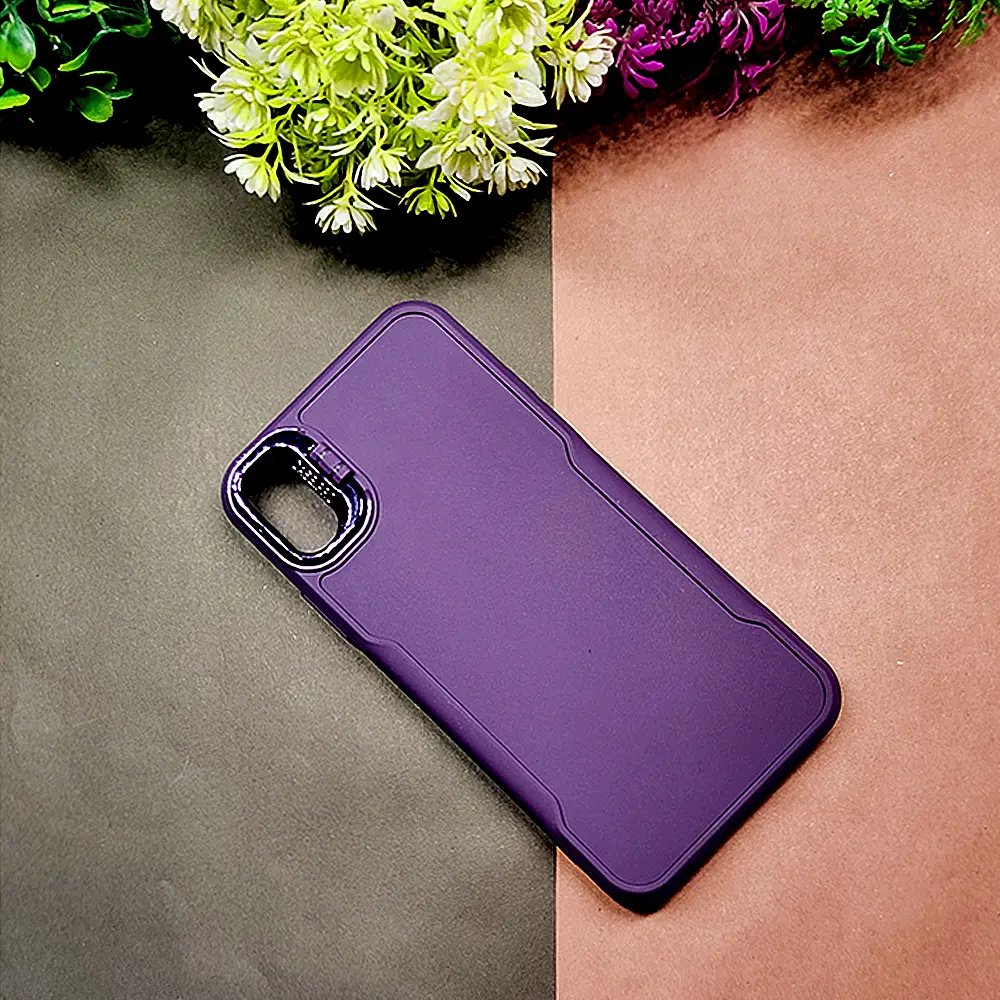 Purple Soft Silicone Back Case with Pro Camera Stand for iPhone X/XS
