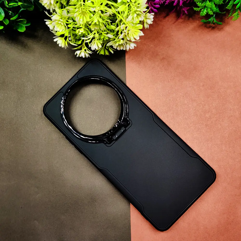 Tecno Spark 30C|KL5 Case Pro Camera Stand Soft Silicone Back Case (Black)