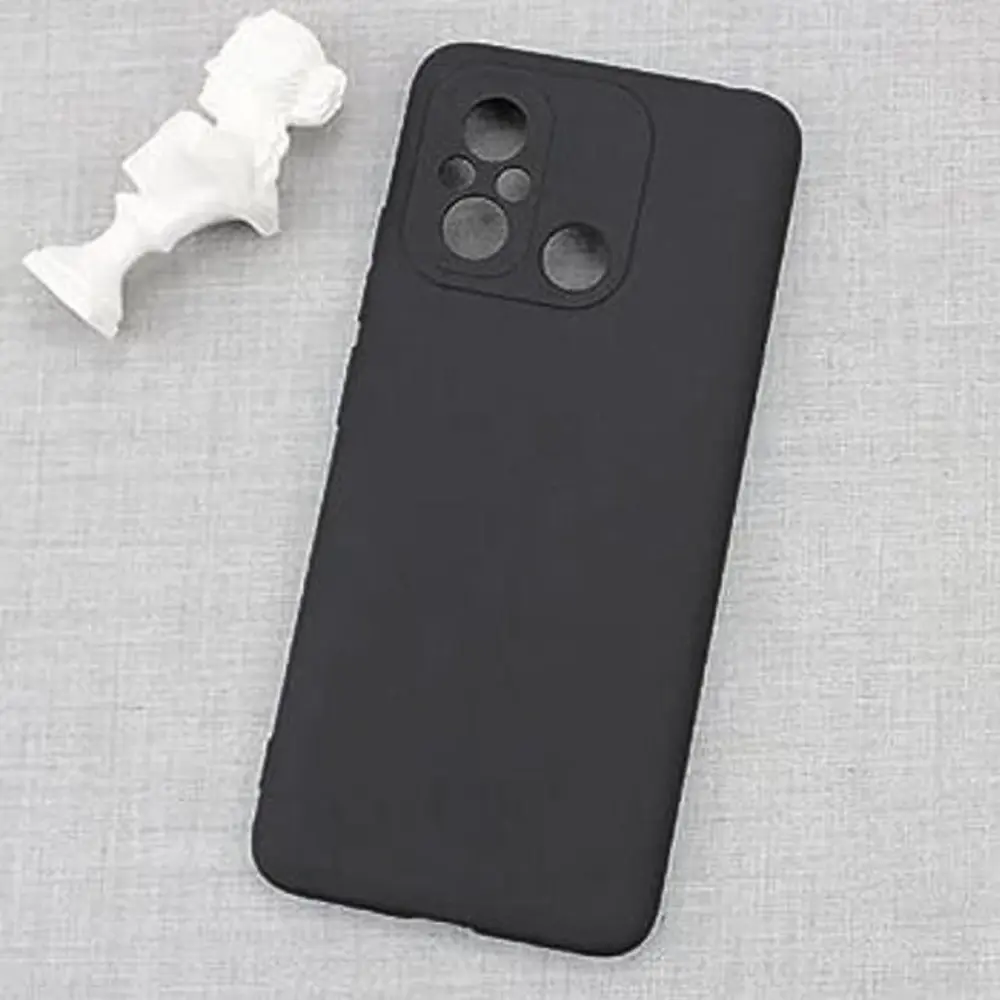 Xiaomi Redmi 12C|Poco C55 Matte Soft Silicone Paper Back Case (Black)