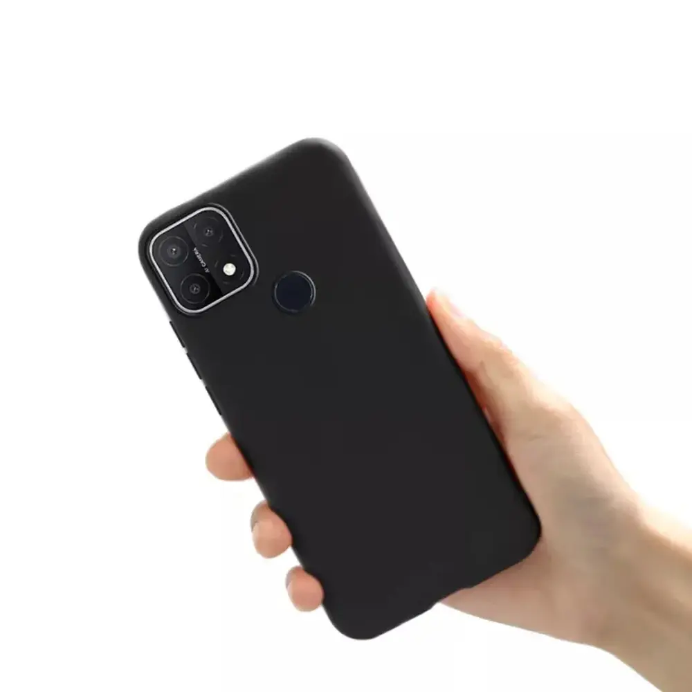Oppo A15|A15s|A35 Matte Soft Silicone Paper Back Case (Black)