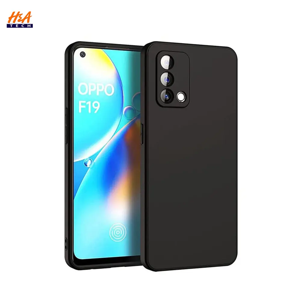 Oppo F19 Matte Soft Silicone Paper Back Case (Black)