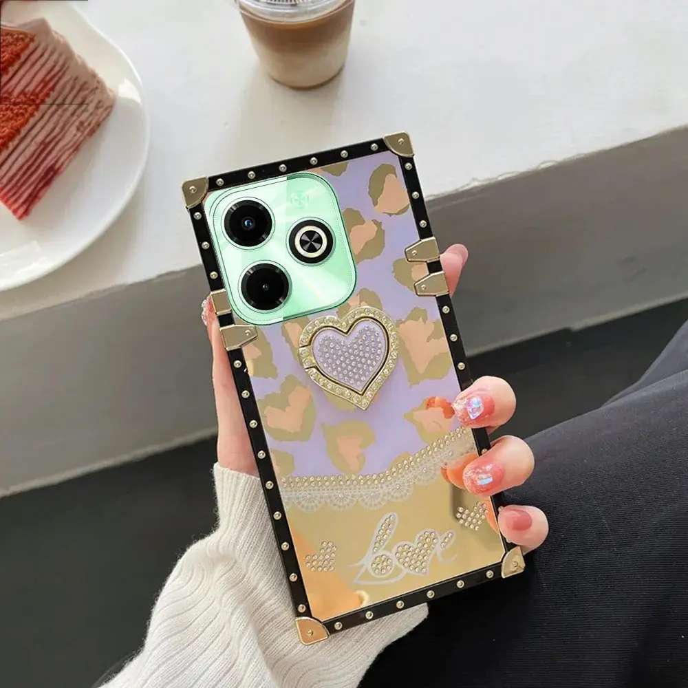 Tecno Spark 20C|Infinix Hot 40i | Smart 8 | Smart 8 Pro | Tecno Pop 8 | Spark 20 Ladies Luxury LV Case With Back Ring (Purple)