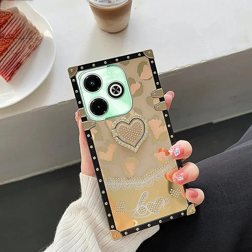 Tecno Spark 20C | Infinix Hot 40i | Smart 8 | Smart 8 Pro | Tecno Pop 8 | Spark 20 Ladies Luxury LV Case With Back Ring (Orange)