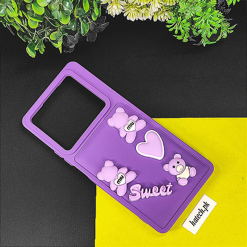  Infinix Note 40 Pro 4G Sweet Bear Silicone Back Case (Purple)