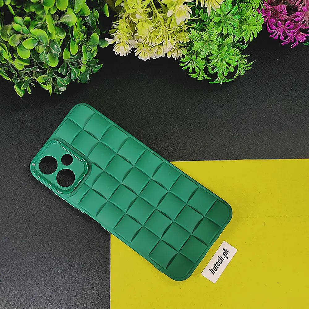 Sparx Neo 7 Ultra|Sparx Neo 7 Plus|Neo 5 Plus 3D Cube Waves Puffer Soft Silicone Back Case (Green)