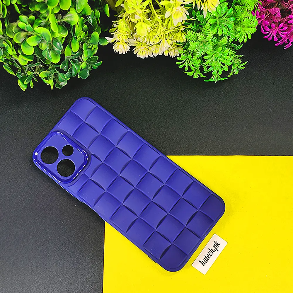 Sparx Neo 7 Ultra|Sparx Neo 7 Plus|Neo 5 Plus 3D Cube Waves Puffer Soft Silicone Back Case (Navy Blue)
