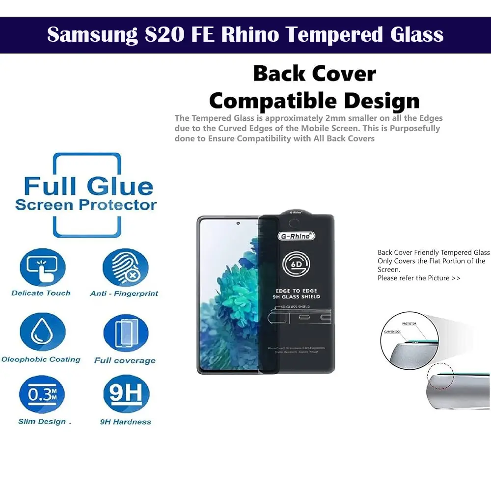 Samsung S20 FE Rhino Tempered Glass Screen Protector - Premium Defense