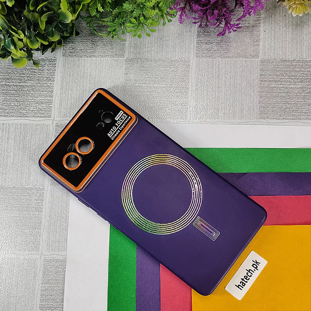 Google Pixel 6 Auto Focus Soft Silicone Magsafe Printed  Back Case (Purple)