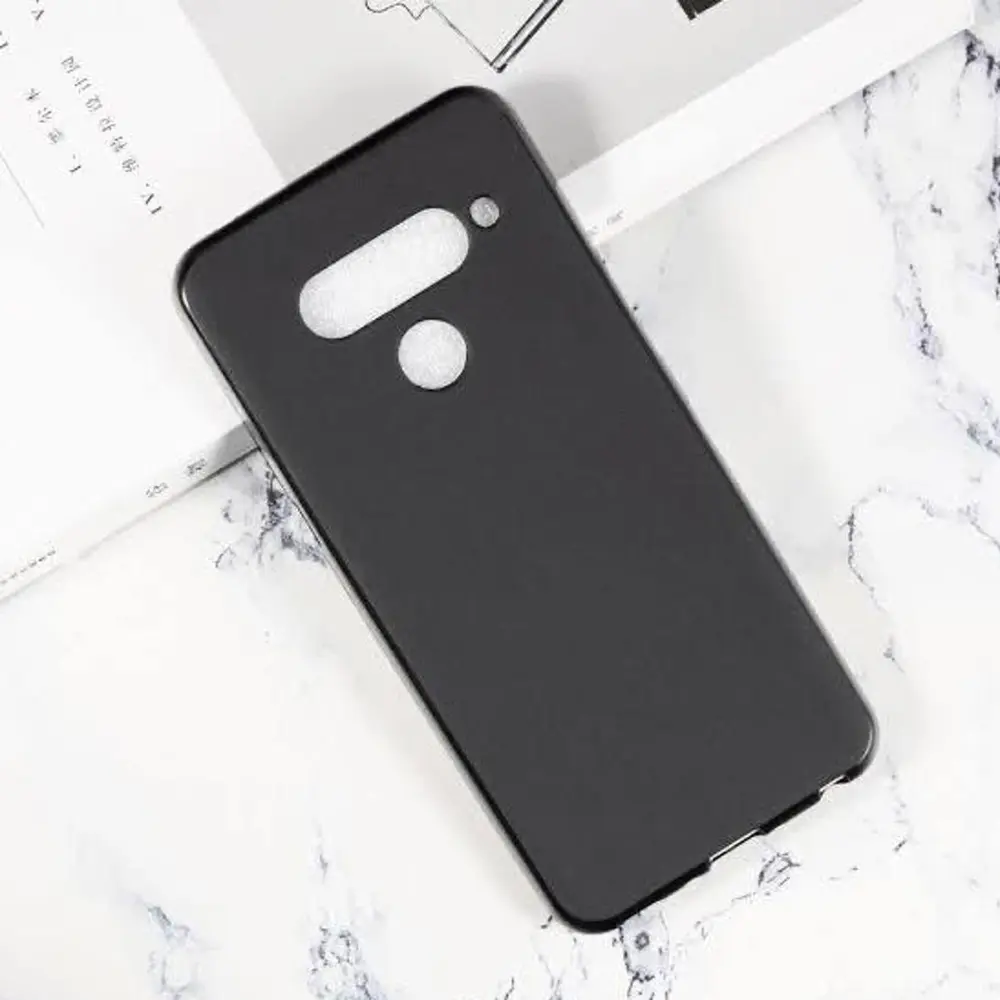 LG V50 ThinQ Matte Soft Silicone Back Case (Black)