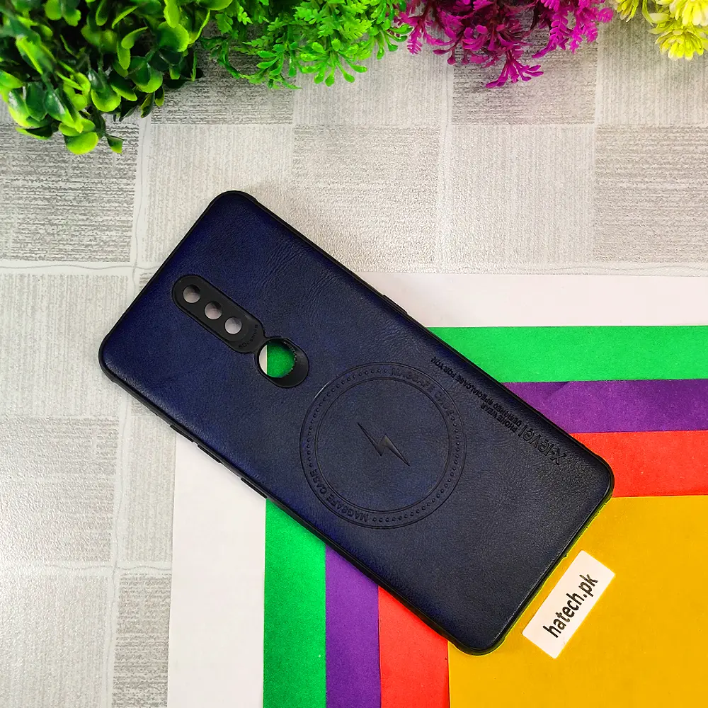 [PO32BNK2.4-2-17] Nokia 2.4 Magsafe Logo X-Level Luxuary Leather Back Case (Navy Blue)