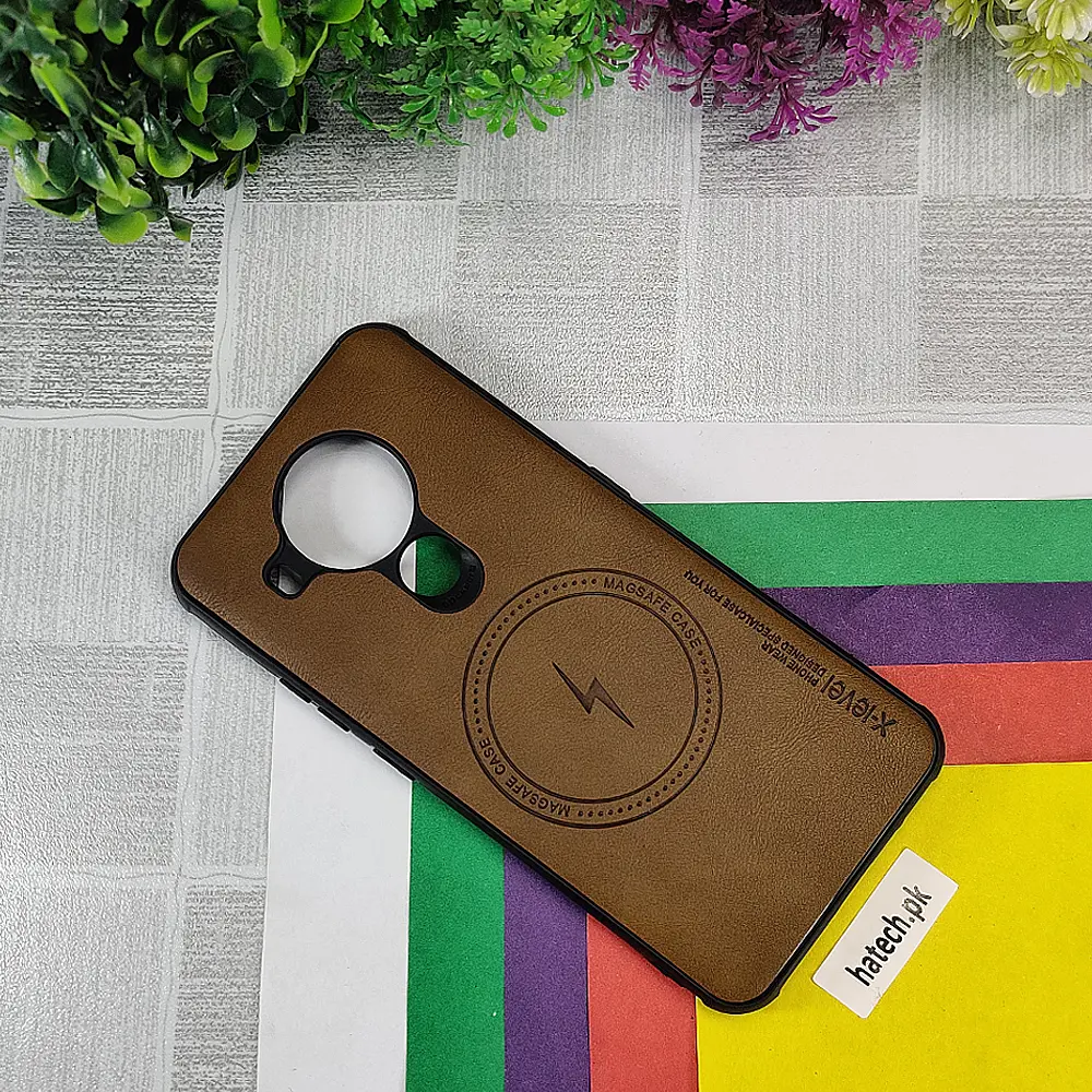 Nokia 3.4|Nokia 5.4 Magsafe Logo X-Level Luxuary Leather Back Case (Golden)