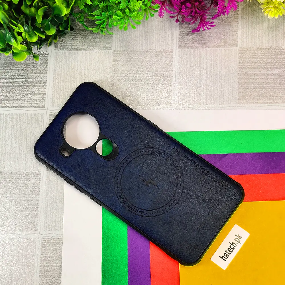 [PO32BNK3.4-2-17] Nokia 3.4|Nokia 5.4 Magsafe Logo X-Level Luxuary Leather Back Case (Navy Blue)