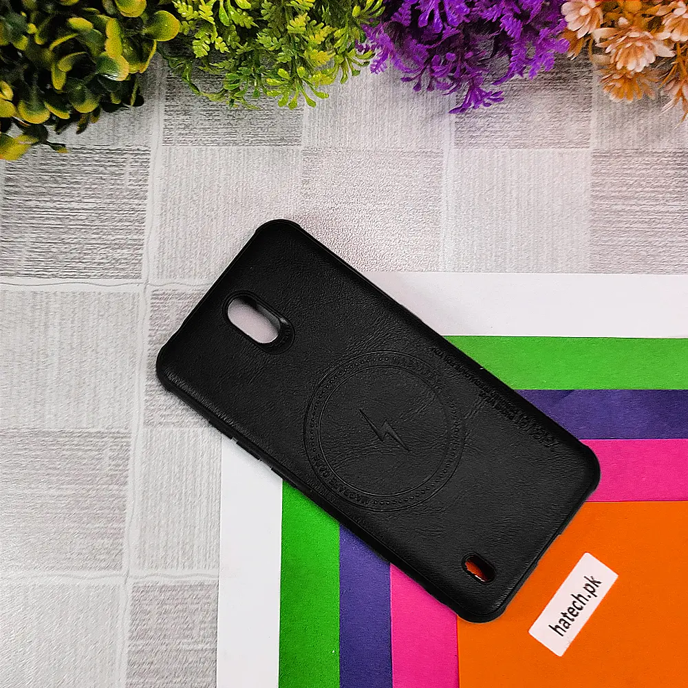 [PO32BNKC1-2-2] Nokia C1 Magsafe Wireless Logo X-Level Luxuary Leather Back Case (Black)