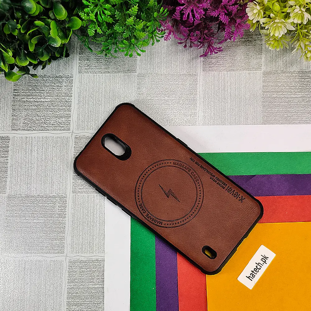 [PO32BNKC1-2-13] Nokia C1 Magsafe Wireless Logo X-Level Luxuary Leather Back Case (Brown)