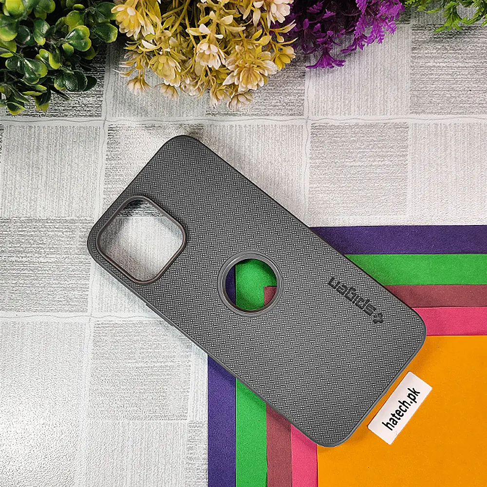 [PO32BIP13PMAX-16-36] iPhone 13 Pro Max Spigen Hard Dotted Leather Back Case (Natural Titanium)