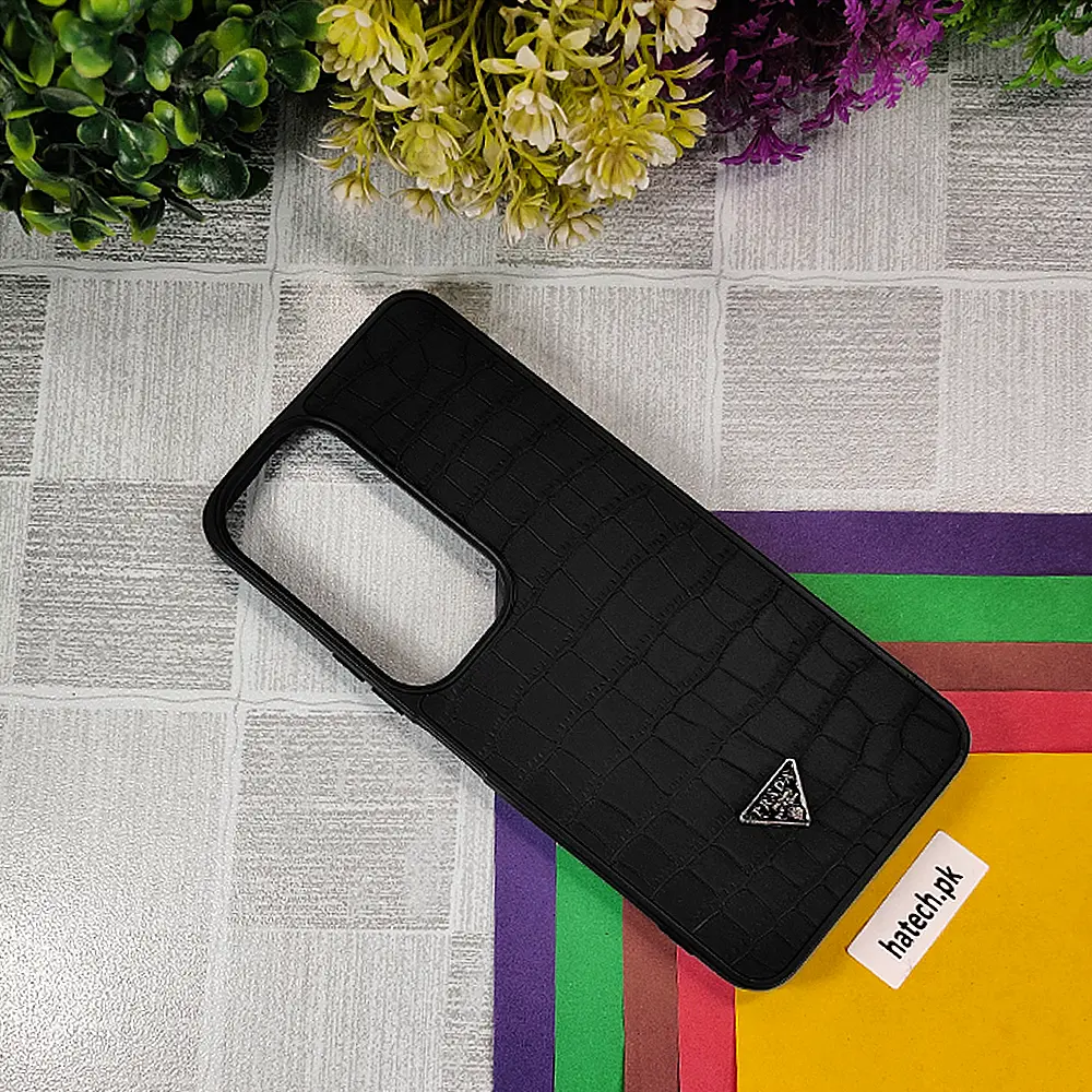 Vivo Y19S PRADA Crocodile Texture Leather Back Case (Black)