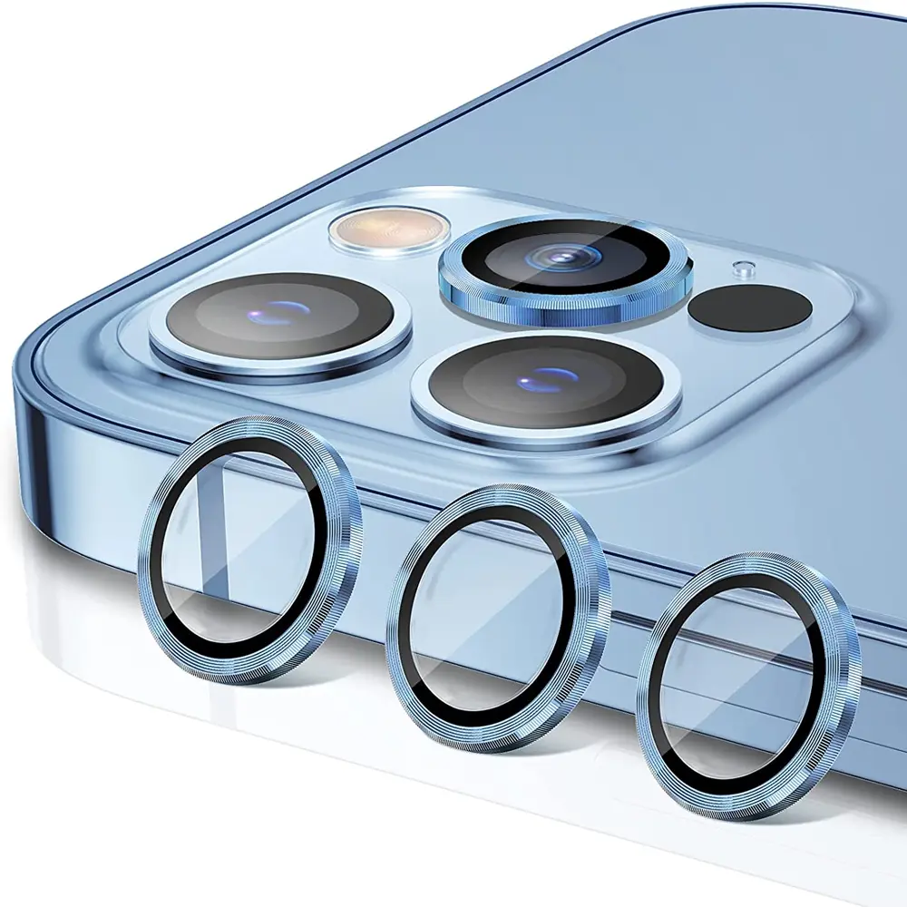 [PL14IP13PMX-5-16] iPhone 13 Pro Max Sierra Blue Arrow Camera Rings - Stylish Lens Protection