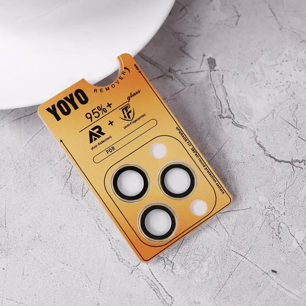 [PL14IP12PMX-5-5] iPhone 12 Pro Max/13/13 Mini 2pcs Camera Lens Yoyo Golden Protector - Elegant Lens Safety