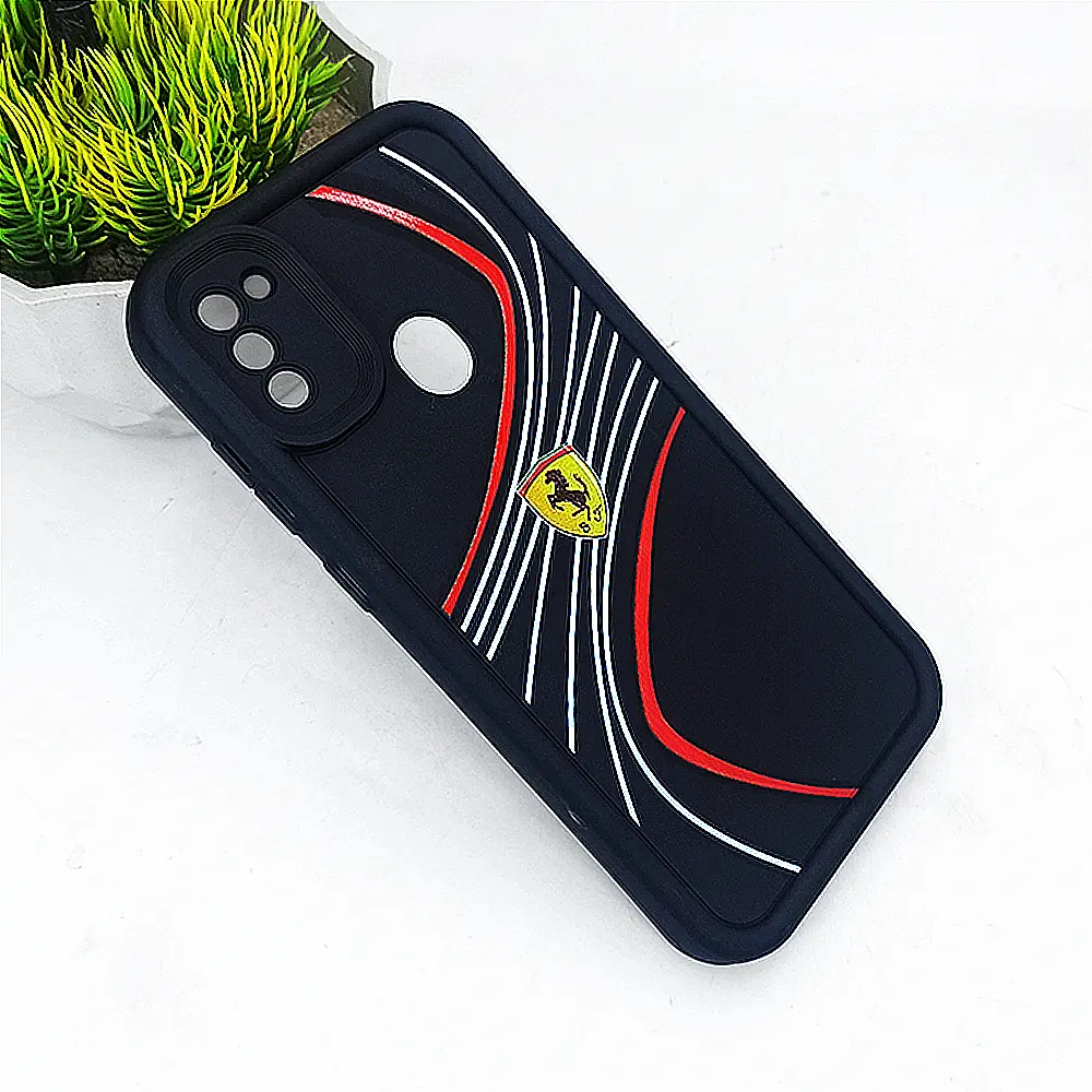Samsung A11 Logo Soft Silicone Printed Back Case (Black)