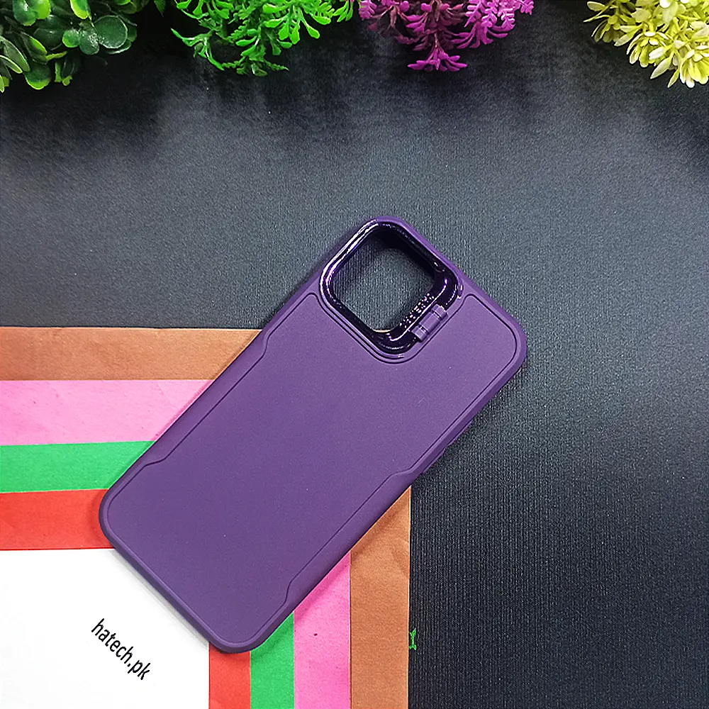 iPhone 12 Pro|iPhone 12 Case Pro Camera Stand Soft Silicone Back Case (Purple)