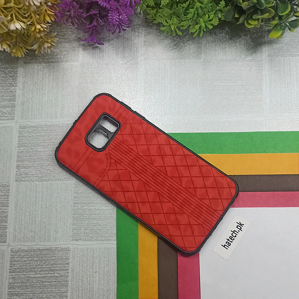 Samsung Galaxy S6 Edge Lining Leather Texture Back Case (Red)