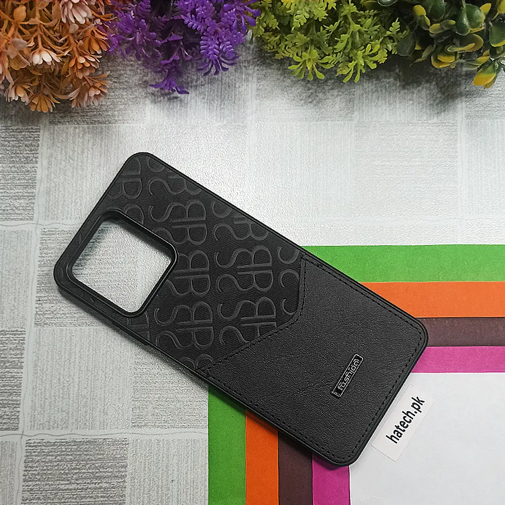  Oppo Realme C51|C53|Note 50 Logo Leather Pocket|Card Holder Back Case (Black)