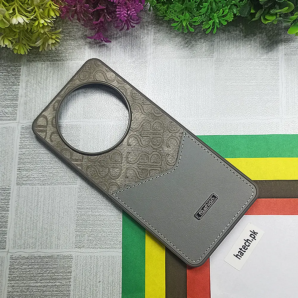 Redmi A3 / A3X Logo Leather Pocket|Card Holder Back Case (Natural Titanium)