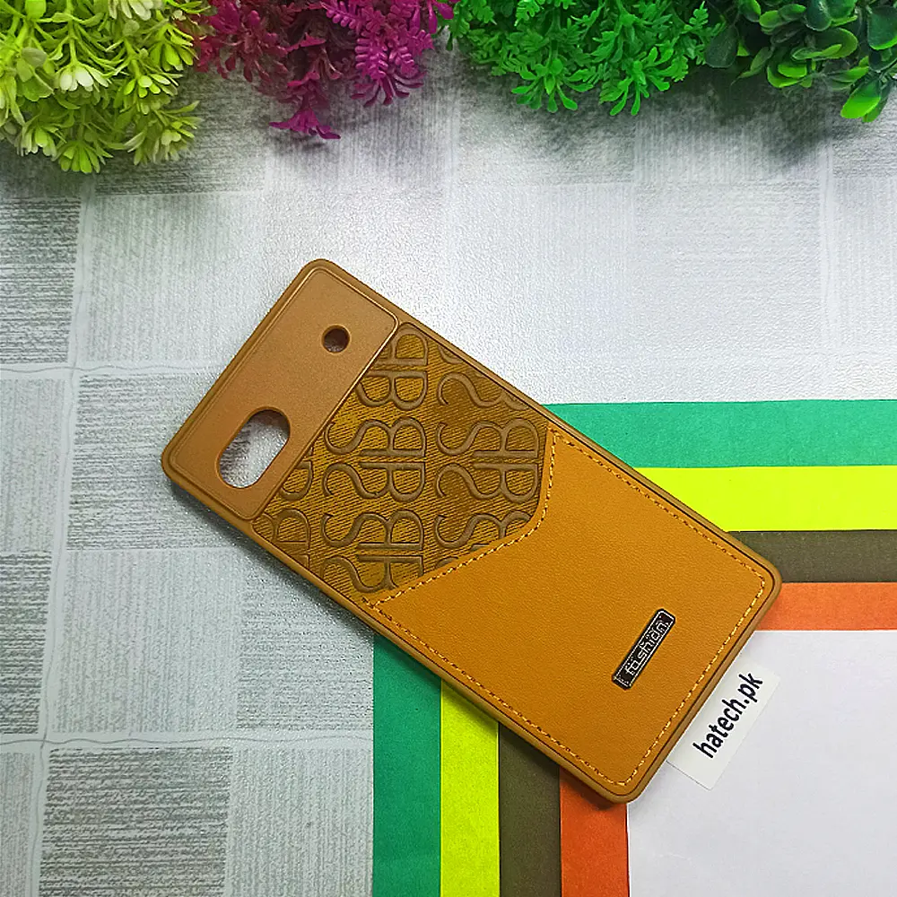 Google Pixel 6A Logo Leather Pocket|Card Holder Back Case (Brown)