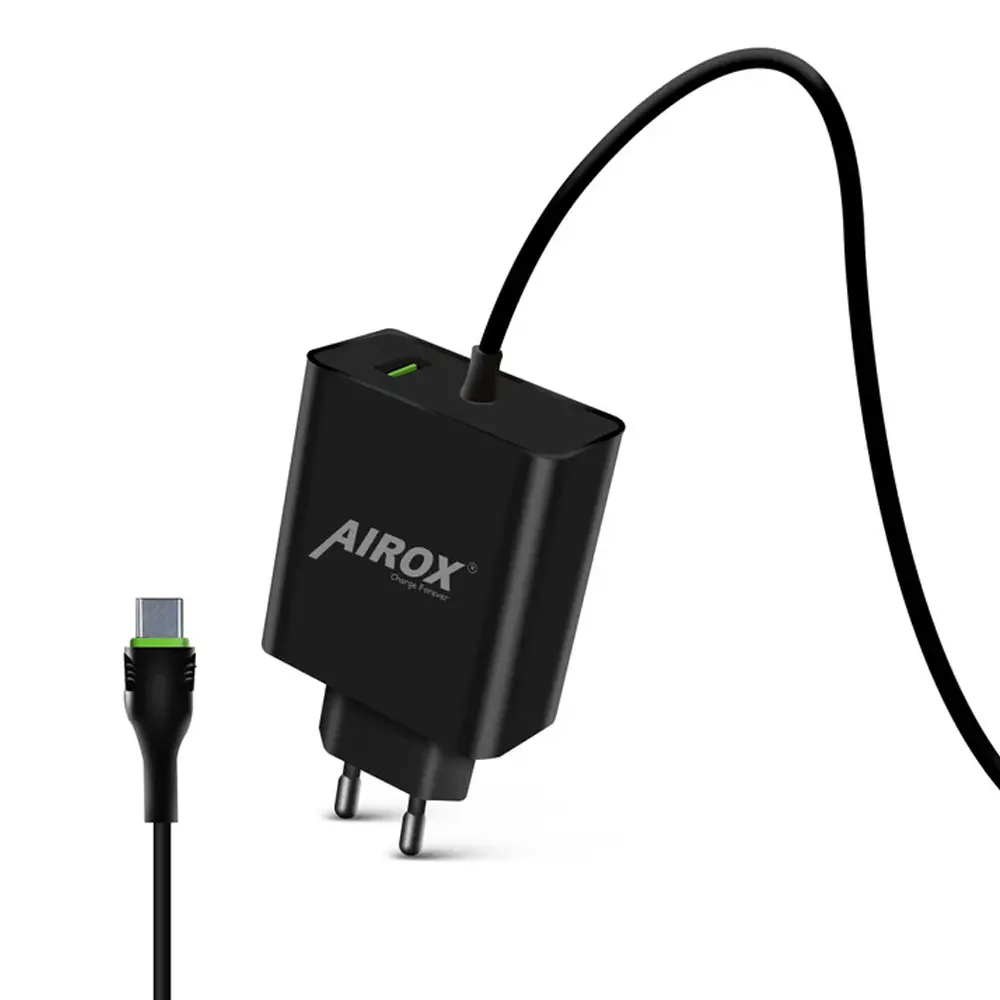Airox 25W Super Fast Charger with Type-C Cable and Extra USB Port