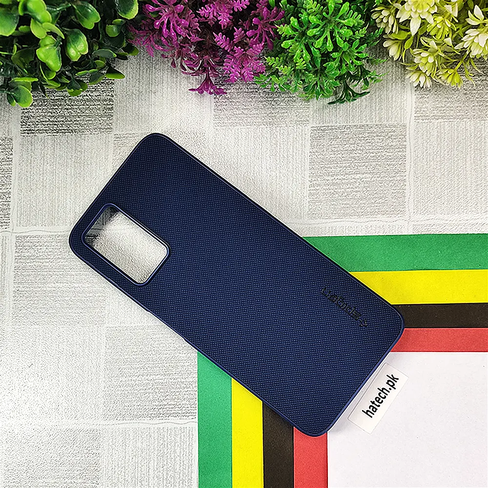 Oppo A76/A96/Realme 9i Spigen Hard Dotted Leather Back Case (Navy Blue)
