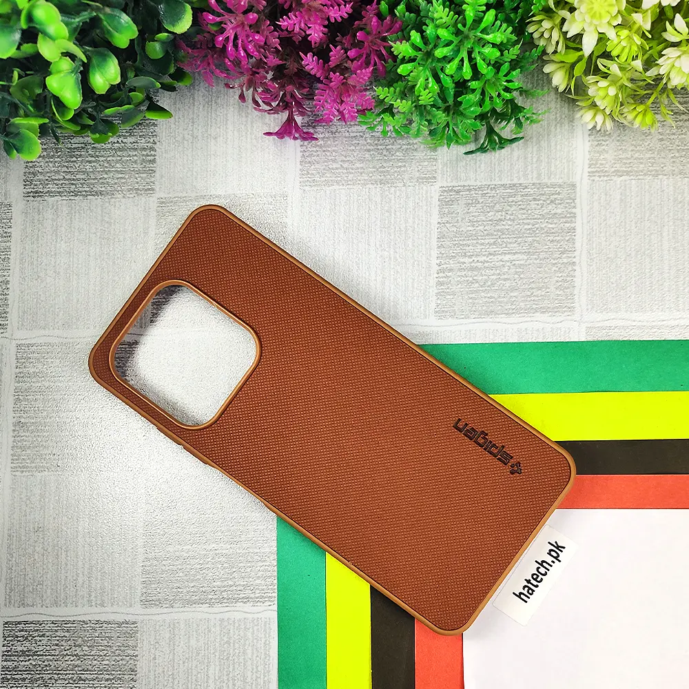 Tecno Spark 10/10C Spigen Hard Dotted Leather Back Case (Brown)