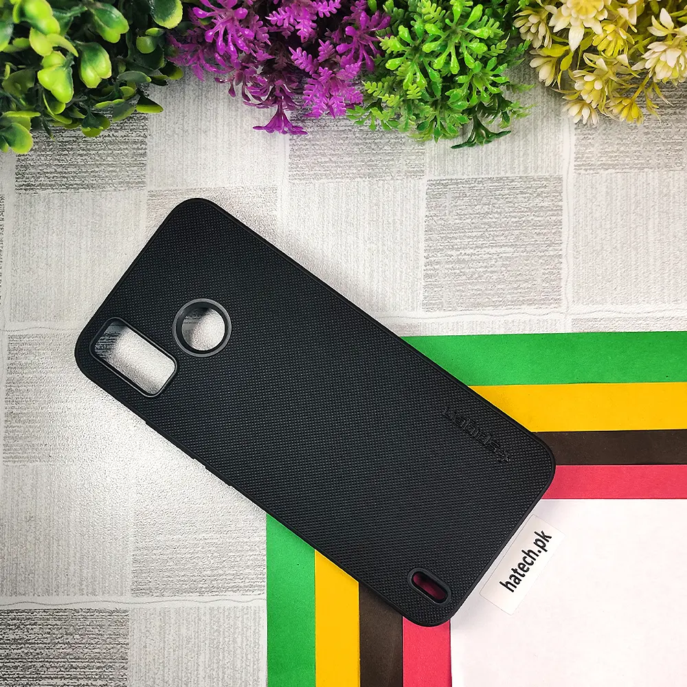 [PO32BTSPRK6GO-16-2] Tecno Spark 6 Go Spigen Hard Dotted Leather Back Case (Black)