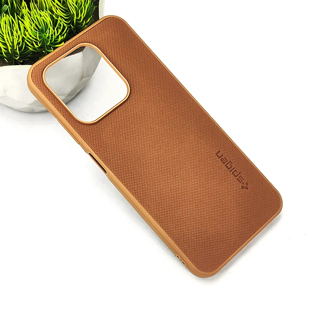 Infinix Hot 50i|Smart 9|Smart 9 HD Spigen Hard Dotted Leather Back Case (Brown)