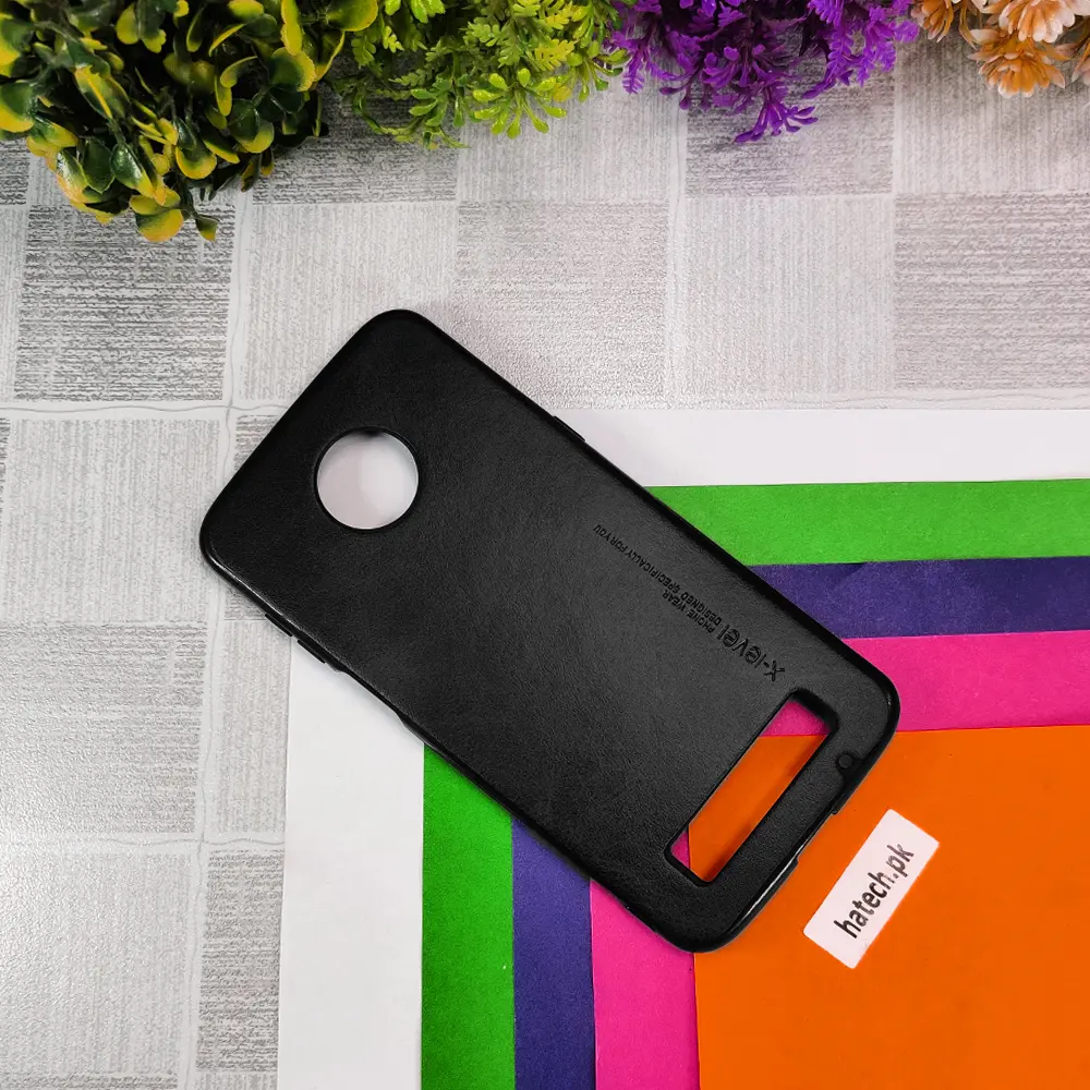 Motorola Moto Z3 Play X-Level Luxuary Leather Back Case (Black)