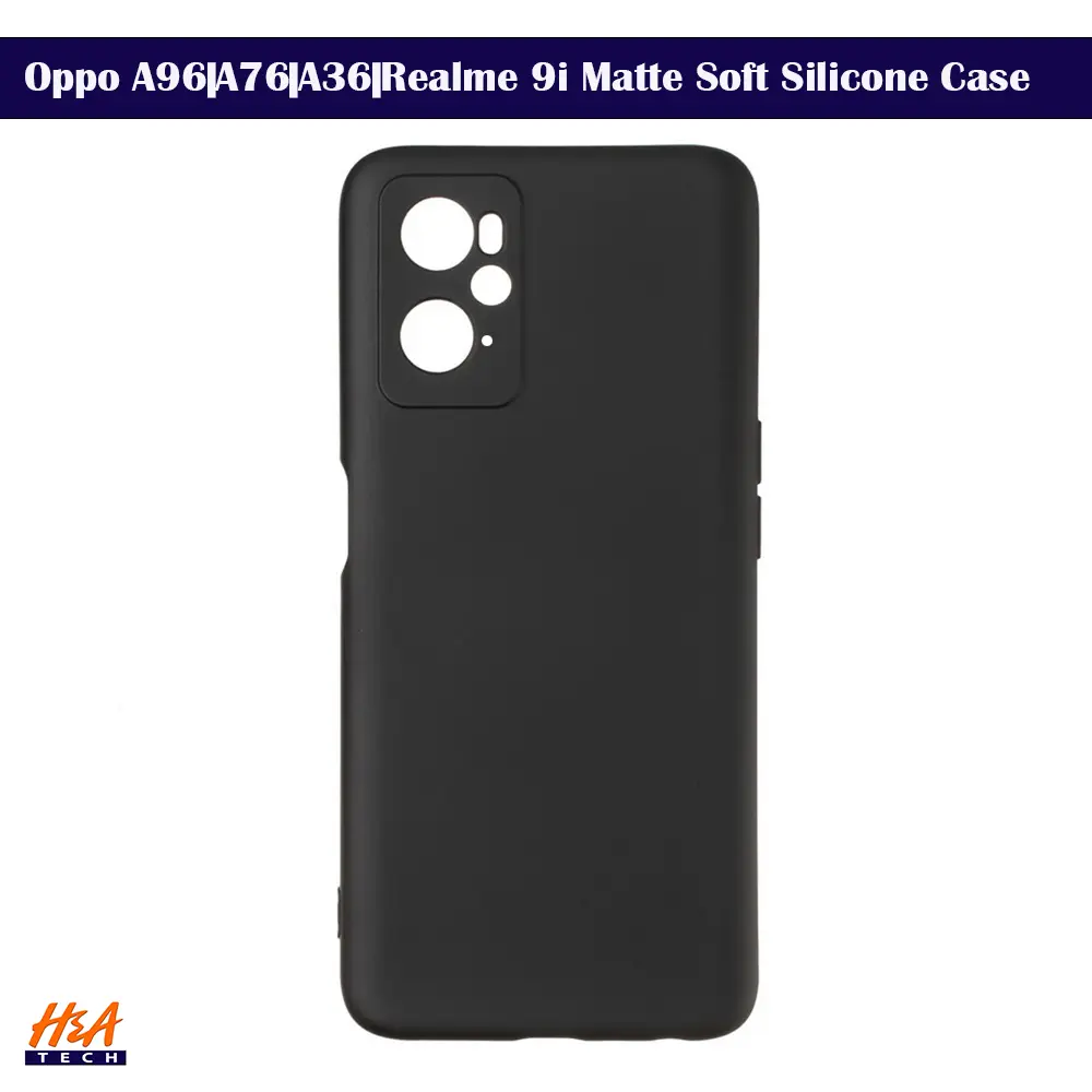 Oppo A96|A76|A36|Realme 9i Matte Soft Silicone Paper Back Case (Black)