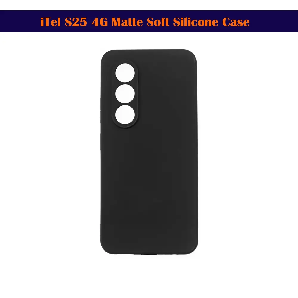 iTel S25 4G Matte Soft Silicone Paper Back Case (Black)