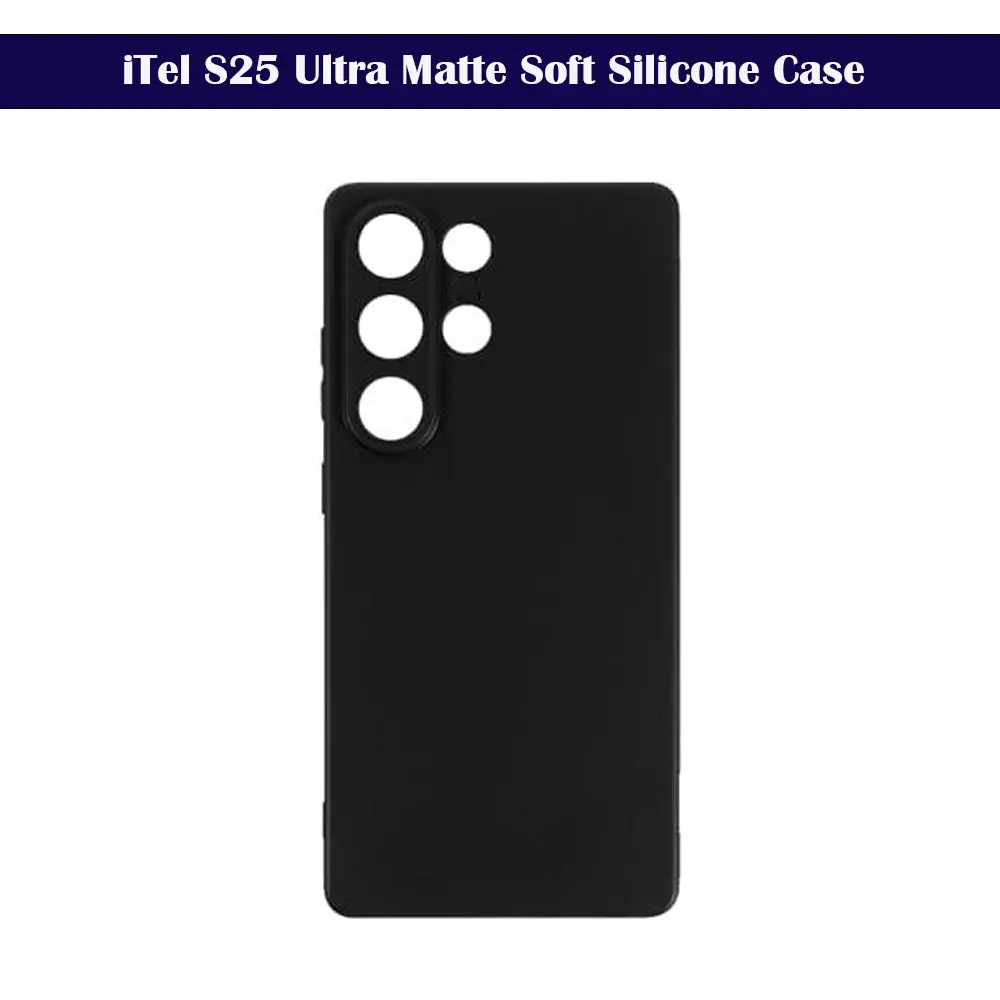 iTel S25 Ultra Matte Soft Silicone Paper Back Case (Black)