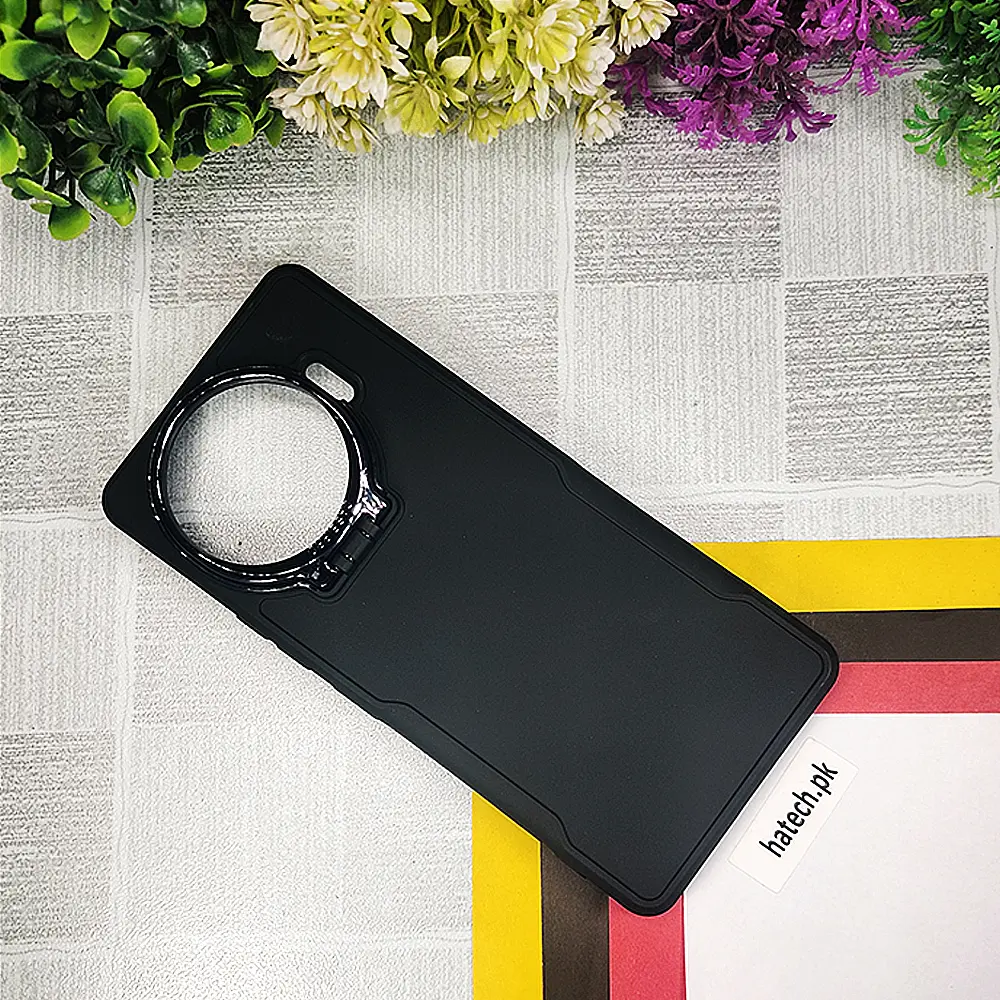 Tecno Camon 30 Pro Case Pro Camera Stand Soft Silicone Back Case (Black)