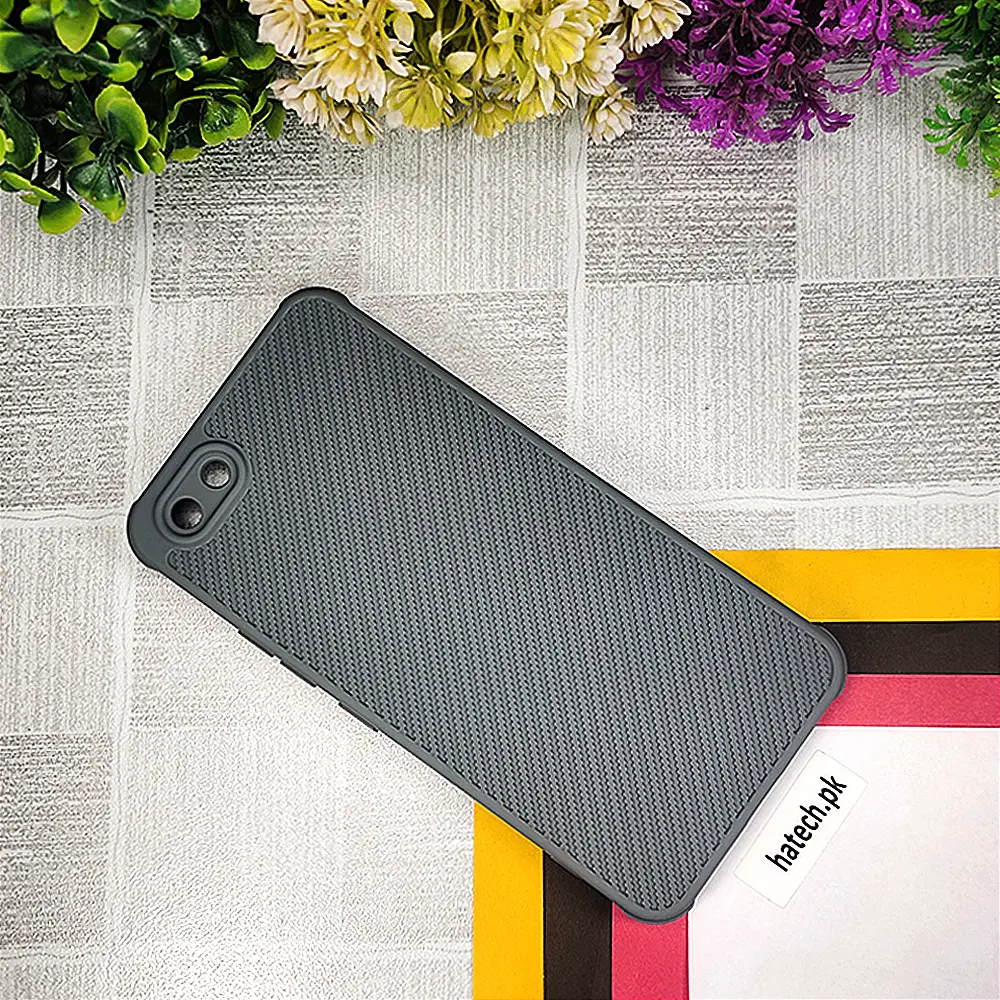 [PO14BVIY71-74-9] Vivo Y71 Carbon Texture Lining Soft Silicone Back Case (Gray)