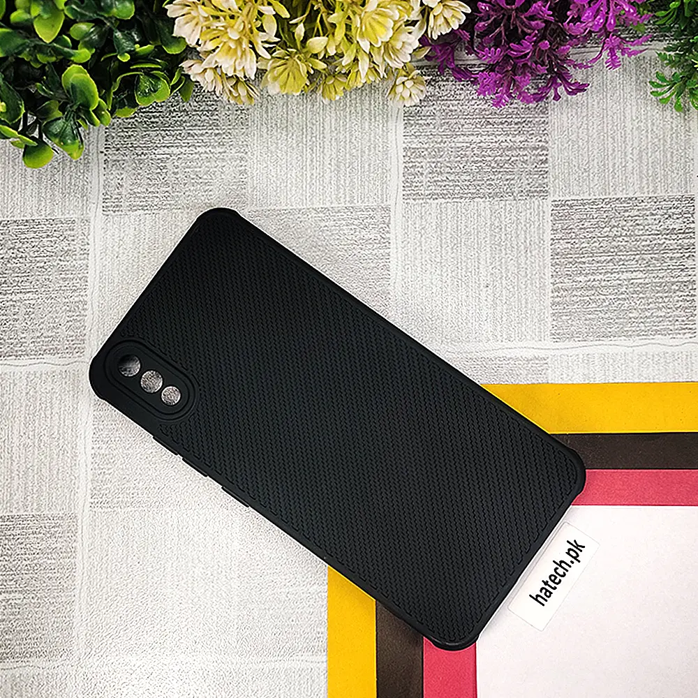 Vivo Y91C|Y91D|Y90 Carbon Texture Lining Soft Silicone Back Case (Black)