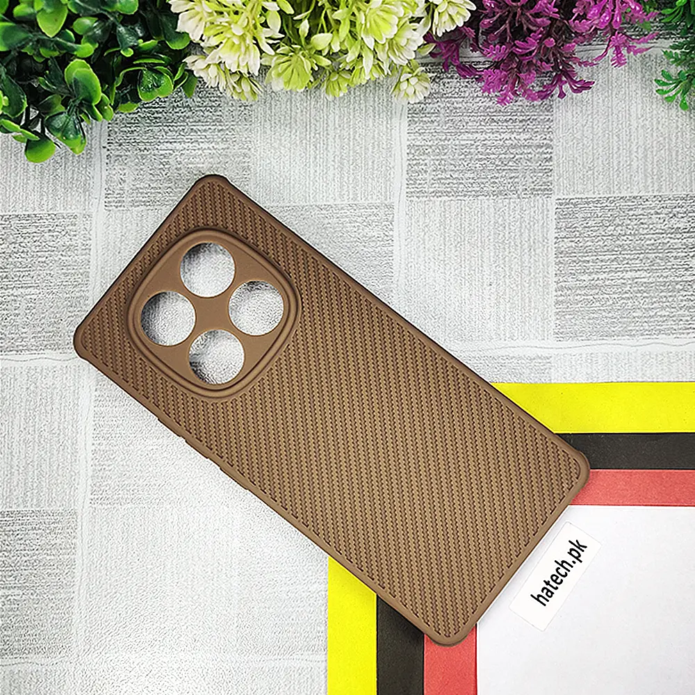 Xiaomi Redmi Note 14 Pro 4G Carbon Texture Lining Soft Silicone Back Case (Brown)
