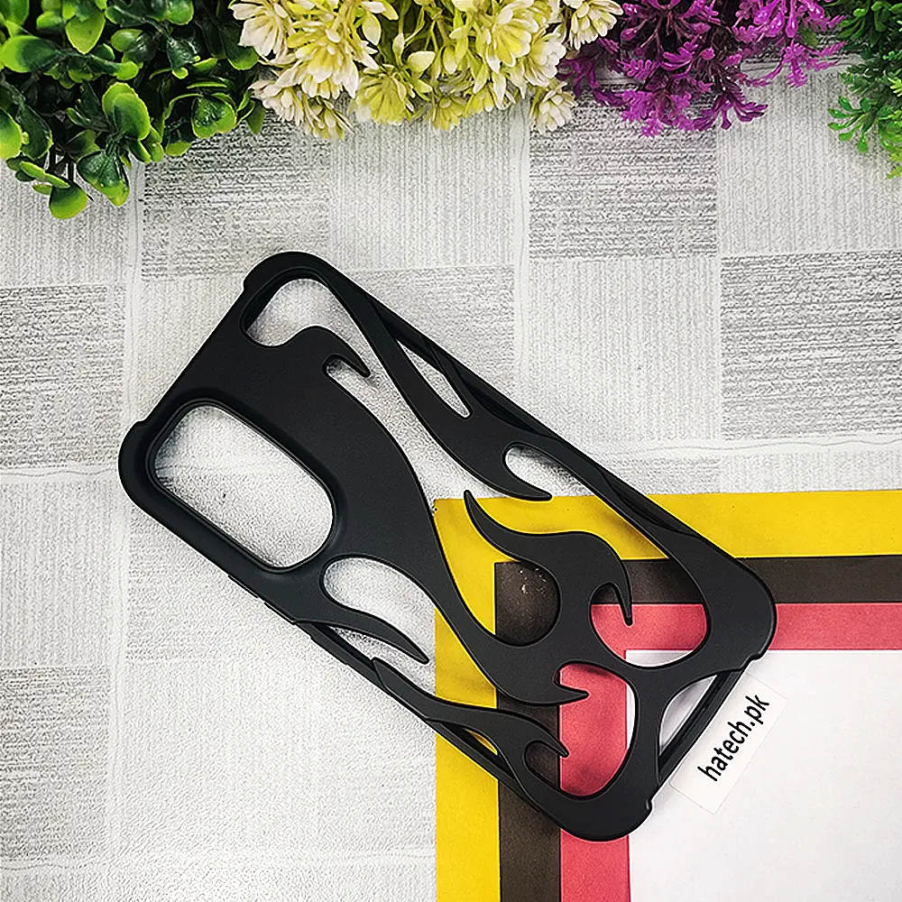 [PO38BSA54-13-2] Samsung Galaxy A54 FlameFlex Metal Feel Flexible Shock Proof Case (Black)