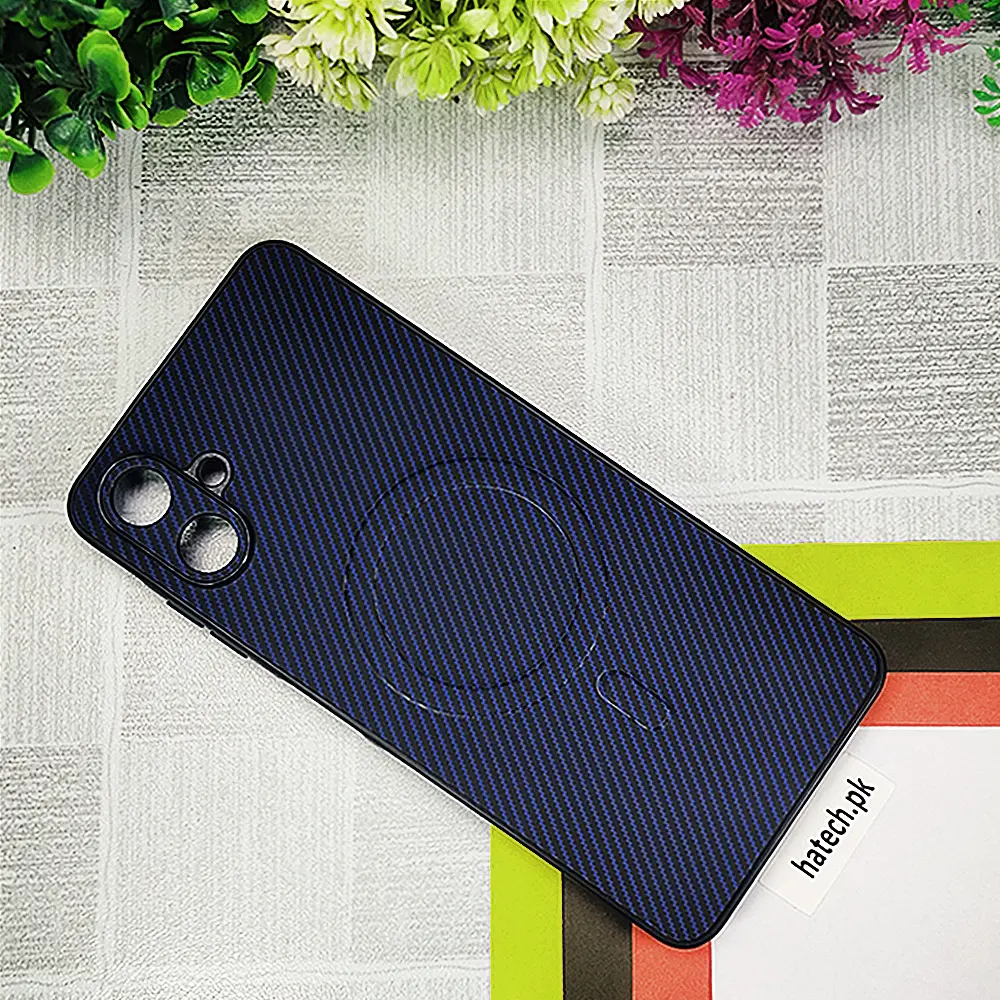 Samsung Galaxy A06 Carbon Fiber With Wireless Magsafe Back Case (Navy Blue)