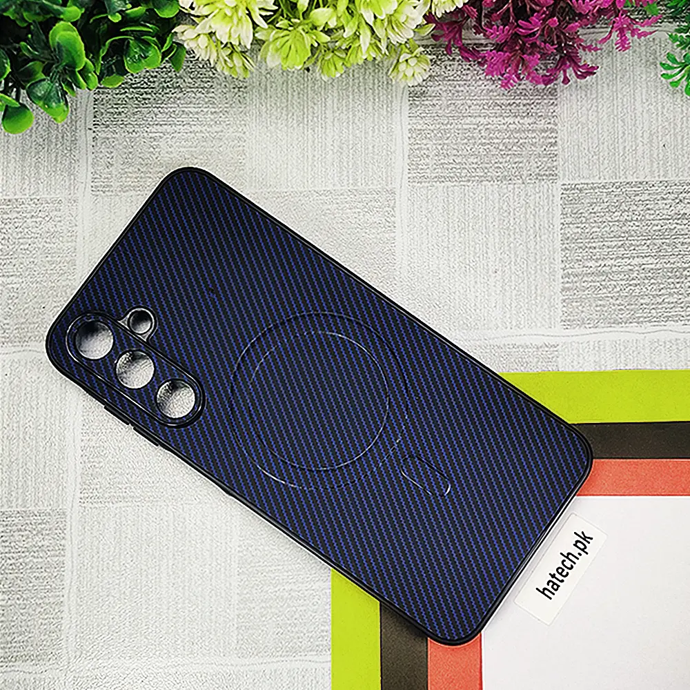 Samsung Galaxy A16 5G Carbon Fiber With Wireless Magsafe Back Case (Navy Blue)
