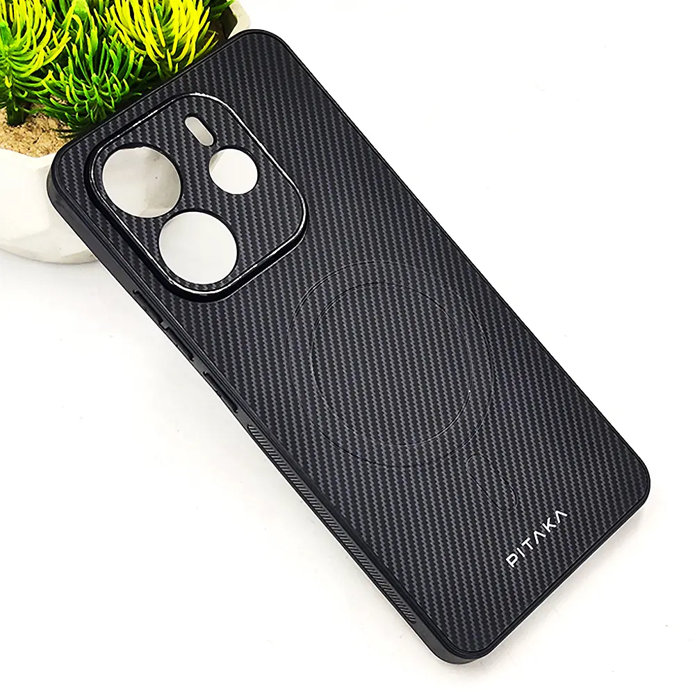 [PO4BMINOT14-13-9] Xiaomi Redmi Note 14 4G PITAKA Carbon Fiber With Wireless Magsafe Back Case (Gray)