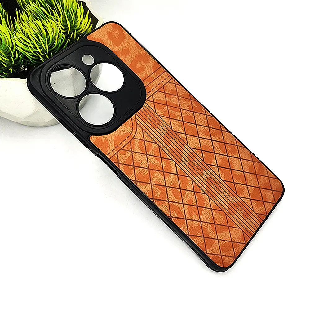 Infinix Hot 40i|Smart 8|Smart 8 Pro |Tecno Pop 8|Spark 20C|Spark 20 Lining Leather Texture Back Case (Brown)