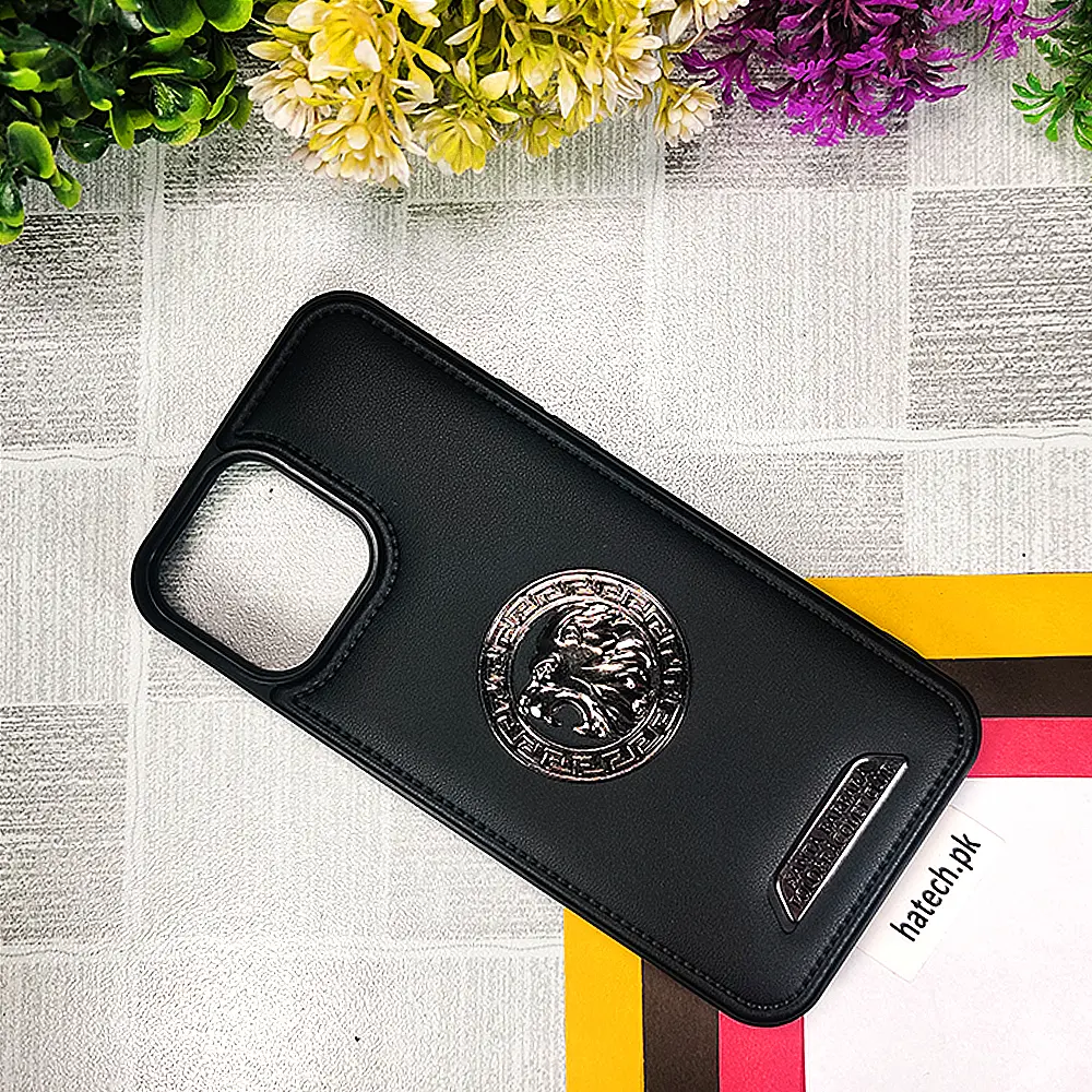 iPhone 13 Pro Max Embossed Tiger Matel Logo Santa Barbara Polo Racquet Club Back Case (Black)