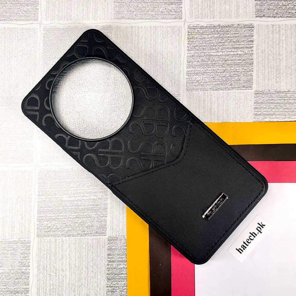 [PO42BMIA3-5-2] Xiaomi Redmi A3|Redmi A3X Logo Leather Pocket|Card Holder Back Case (Black)