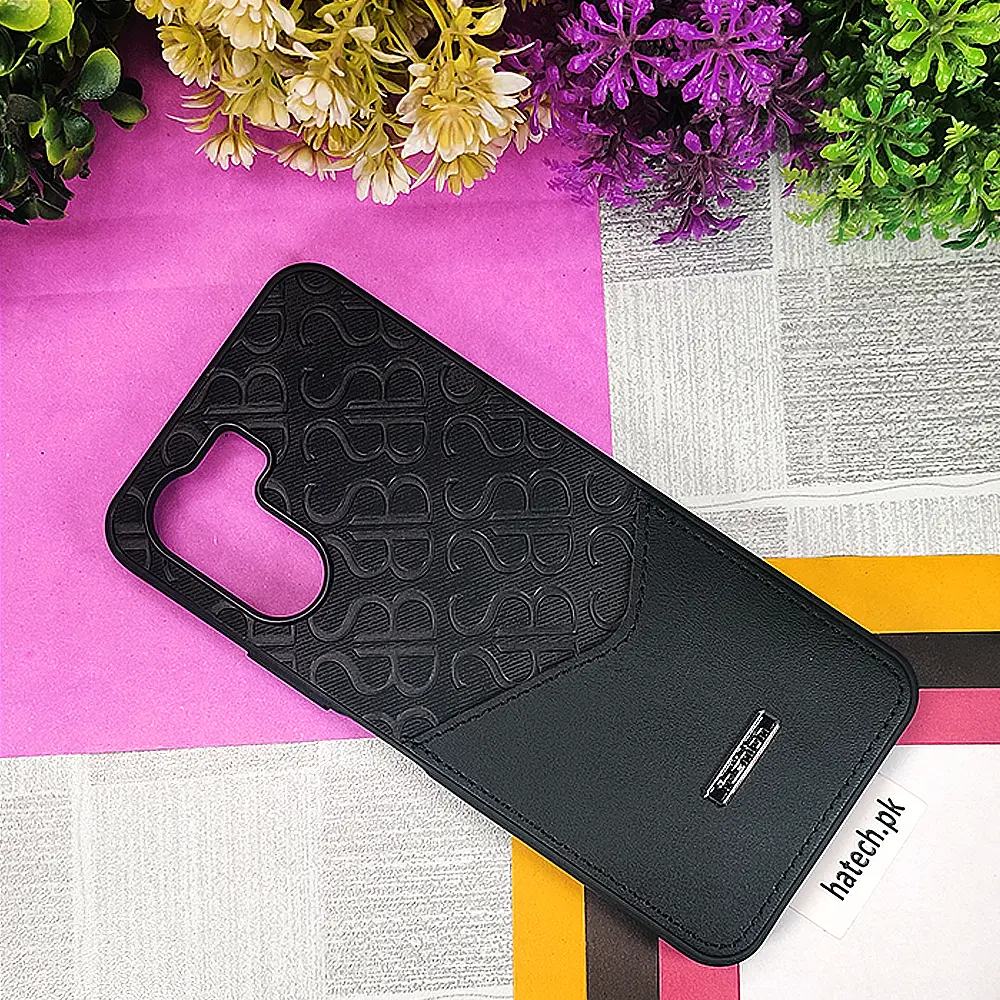 Vivo Y56 5G Logo Leather Pocket|Card Holder Back Case (Black)